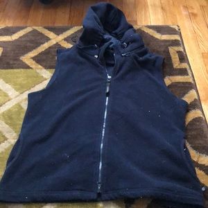 Fleece zip vest with detachable hood